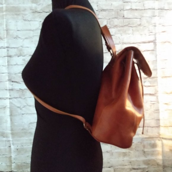Lady Monica Tan Italian Leather Backpack/Purse w/Checker Design Flap main image 10